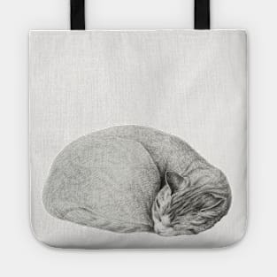 Rolled up lying, sleeping cat by Jean Bernard Tote