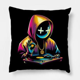 Electronic Music DJ Cosmic Hoodie - Galactic Beats & Rave Culture Pillow