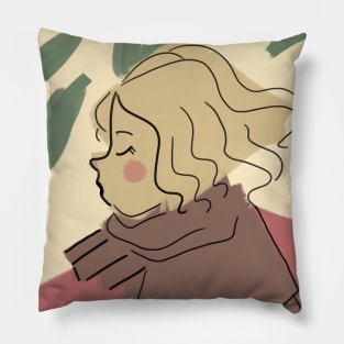 Portait wind girl Pillow