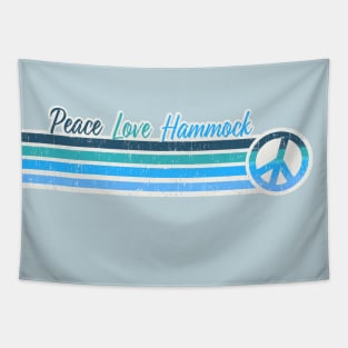 Peace Love Hammock - Blue Retro Stripes Tapestry