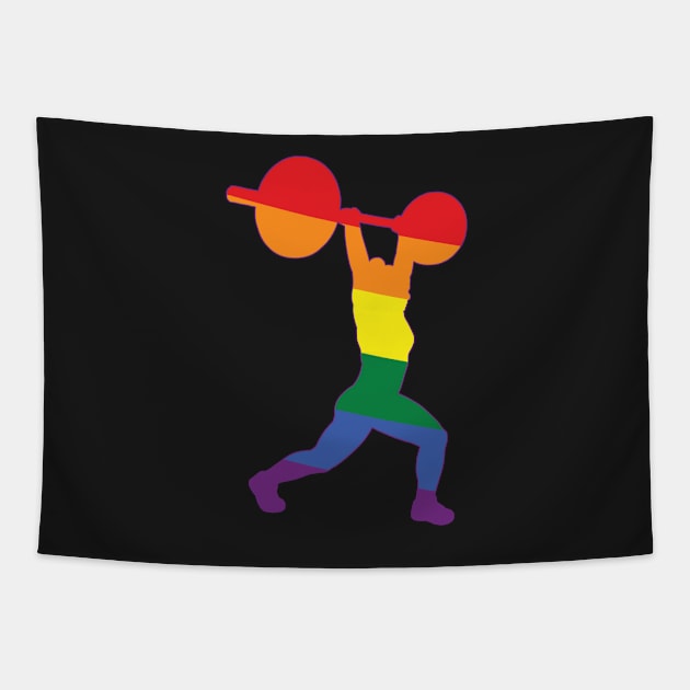 Weightlifting Clean and Jerk Gay FLAG Tapestry by SusanaDesigns