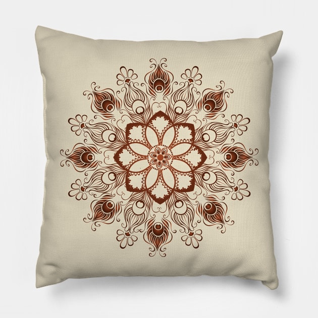 Mandala of Peacock Feathers Pillow by Blackmoon9