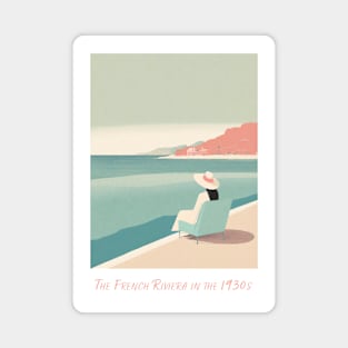 Vintage Retro Minimal 1930s French Riviera Beachfront" Magnet