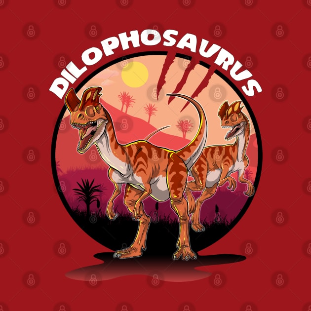 Dilophosaurus Dinosaur Design With Background by Terra Fossil Merch