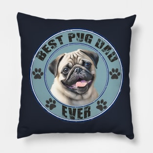 Cute Fawn Pug "Best Pug Dad Ever" T Shirt Pillow