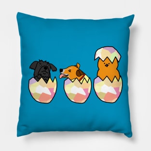 Funny Easter Egg Surprise Puppies and Chicken Pillow