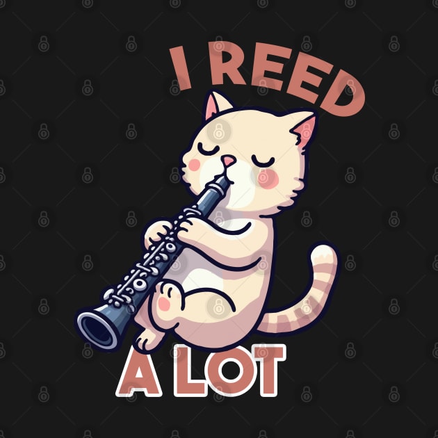 I Reed A Lot Funny Clarinet Cat by MoDesigns22 