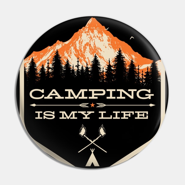 Camping is my Life Camp Counselor graphic - Camping product design Pin by Vector Deluxe