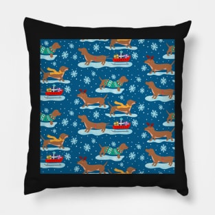 Dachshund dogs in the snow Pillow