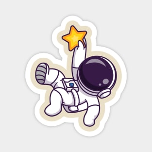 Cute Astronaut Catching Star Cartoon Magnet