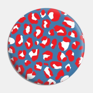 Red White and Blue Leopard Print Pin