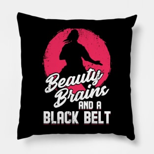 Beauty Brains & A Black Belt Karate Girl Gift Pillow