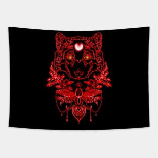 Red Wolf Moon Tapestry