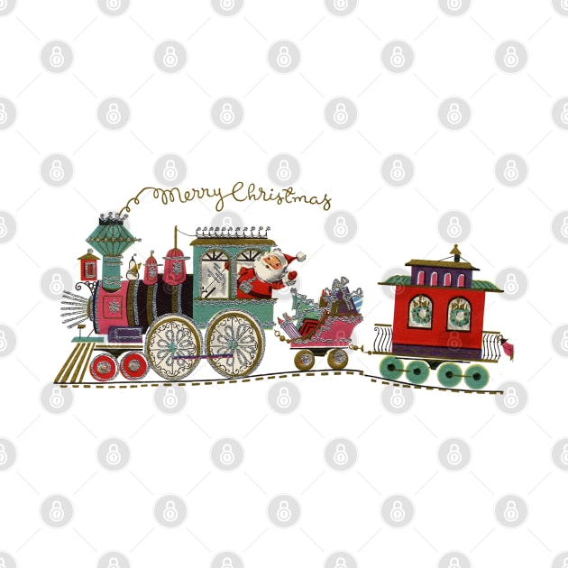 1980s Cute Kawaii Merry Christmas Toy Train Santa is coming by Tina