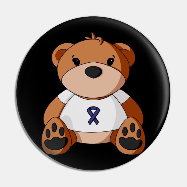 Colon Cancer Awareness Teddy Bear Pin by Alisha Ober Designs