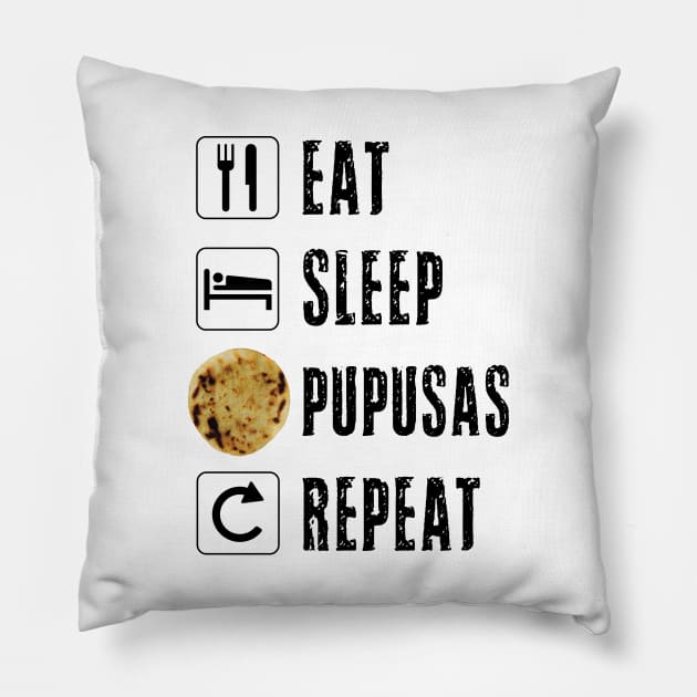 Pupusas El Salvador Gift Salvadorian Food Salvi Guanaco Eat Sleep Repeat Flag Press Pillow by Shirtsurf