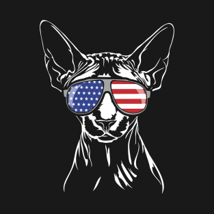 Proud Sphynx American Flag sunglasses gift patriotic cat T-Shirt