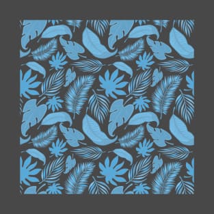 Blue Leaf Pattern T-Shirt