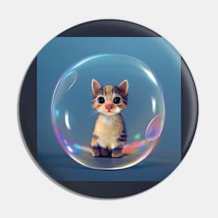 Very Cute Kitten in a Bubble Art Pin