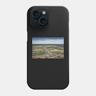 Aerial view of village surrounded by agricultural fields Phone Case