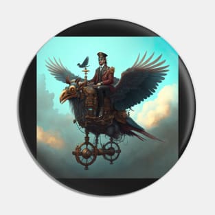 Steampunk robot mechanical bird flyer Pin