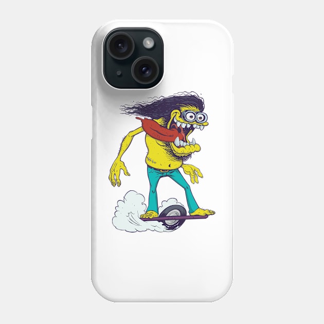 Wacky One Wheel Skateboard Monster Phone Case by tater7