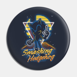 Retro Smashing Hedgehog Pin