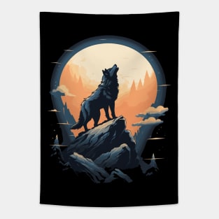 Lone Serenade: Majestic Wolf Howl Tapestry