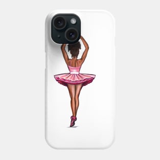 African American ballerina in pink tutu - #012 brown skin ballerina Phone Case