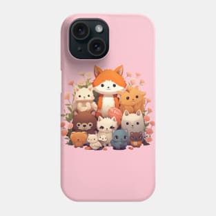 Pyramid of Cute Animals in Kawaii Style Phone Case