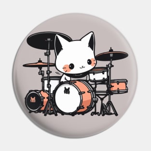 White cat, drum soul Pin