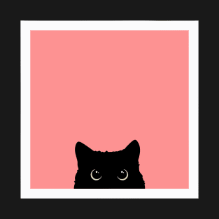 sneaky black cat in pink T-Shirt