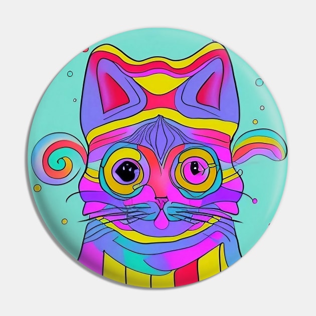 Cathy the Colorful Cat Pin by Davey's Designs