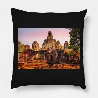 Bayon temple sunset Pillow