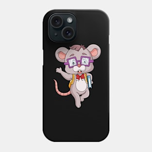 The smart mouse is going to school and waving hand Phone Case