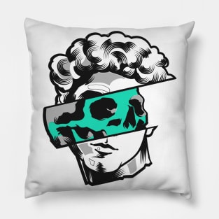 Glitched Renaissance Face - Classical Art sculpture Pillow