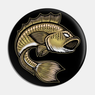 Big bass fish illustration Pin