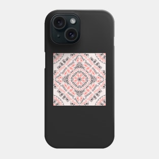 Floral trellis in coral and dark chocolate Phone Case