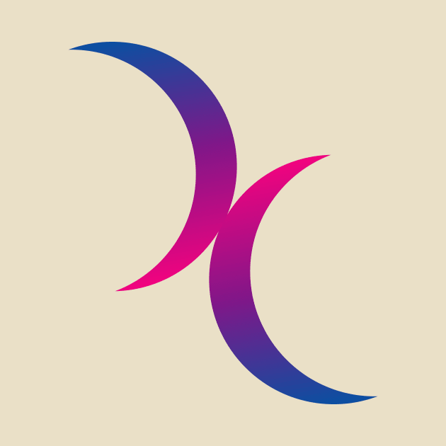 Double Crescent Moon Bisexual Pride Symbol by sovereign120