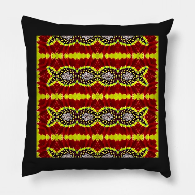 Red Yellow Chrysanthemum Pattern Number 17 Pillow by BubbleMench