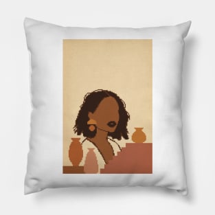 Pixel art boho woman Pillow