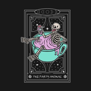 Funny Skeleton Tarot Card Party Animal T-Shirt