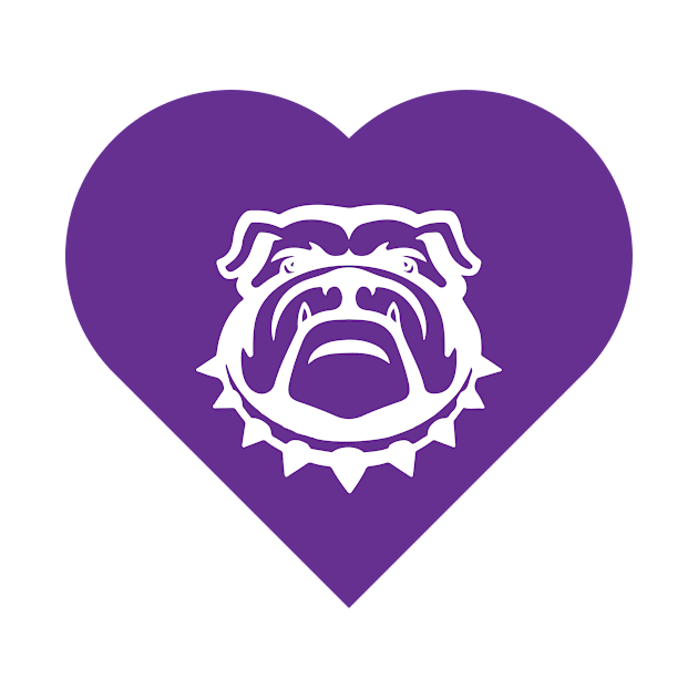 Bulldog Mascot Cares Purple by College Mascot Designs