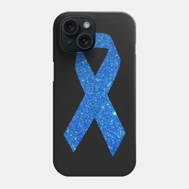 Blue Faux Glitter Awareness Ribbon Phone Case by Felicity-K