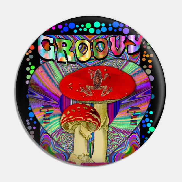 Psychedelic Groovy Magic Mushroom Frog Inner Dimension Trippy Hippy Colorful Tie Dye Shirt Mug Tapestry Sticker + More Pin by blueversion