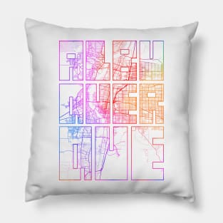 Albuquerque, USA City Map Typography - Colorful Pillow