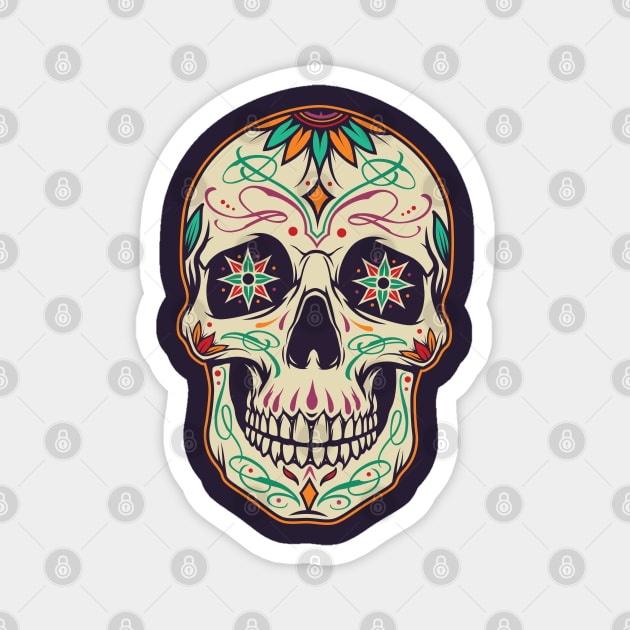Skeletor Head Flowers Digital Art /Funny Gift Edit Magnet by DonVector