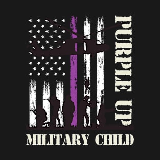 Purple Up Military Kids Shirt Military Child Month US Flag T-Shirt