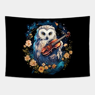 Snowy Owl Playing Violin Tapestry