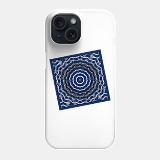 White stripe on blue mandala Phone Case